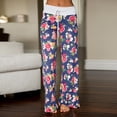 thumbnail image 2 of MIXUE Women Pants Comfy Casual Floral Print Drawstrings Lounge Pants Trendy Wide Leg Stretchy Palazzo Pants With Pockets, 2 of 8