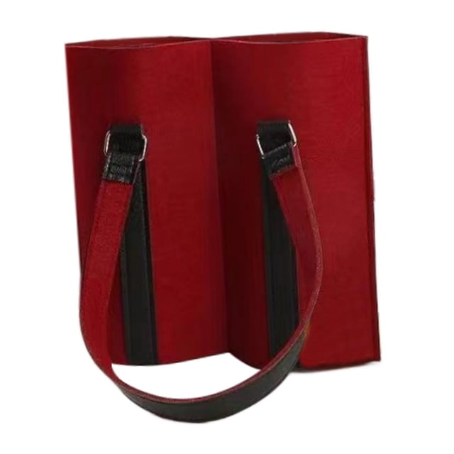 Bolsa de regalo para vino, bolsa de fieltro para transportar botellas de vino, bolsa ligera para acampar o para la cena de inauguración de la casa, 2 Botellas Rojas