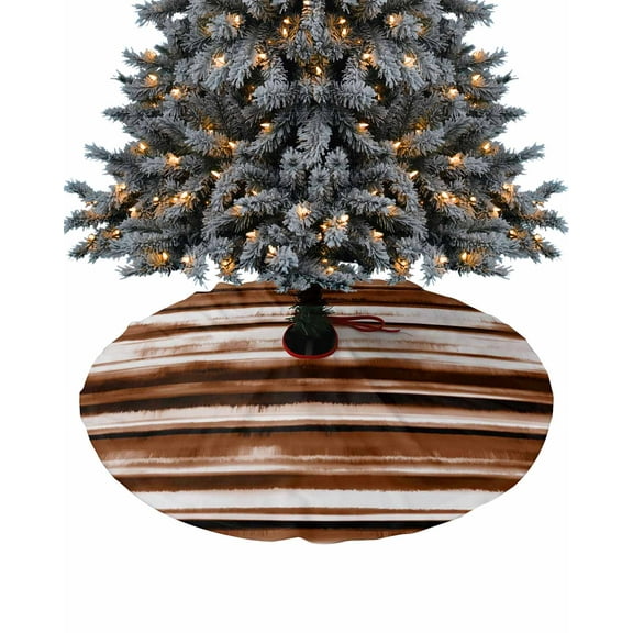 Brown Ombre Christmas Tree Skirt 48 Inches Large Christmas Skirt Tree, Modern Geometric Abstract Art Chocolate Tree Skirt Christmas Decorations for Fireplace Party Holidays Indoor Outdoor