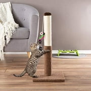 Angle View: petmaker cat scratching post - tall scratcher for cats and kittens with sisal rope and carpet, hanging mouse toy for interactive play (24.5 inch)
