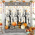 thumbnail image 3 of Halloween Shower Curtain Set Pumpkin Tree Leaves Plaid Shower Curtains Waterproof Fabric Bath Curtains with Hooks for Fall Halloween Bathroom Decor 70"W x 72"L (Pack of 1), 3 of 6