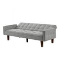 thumbnail image 3 of 73.62" Convertible Futon Sofa Bed, Button Tufted Futon Couch with Adjustable Back and Wood Legs, Linen Loveseat Sleeper Couch for Living Room, Apartment, Gray, 3 of 9