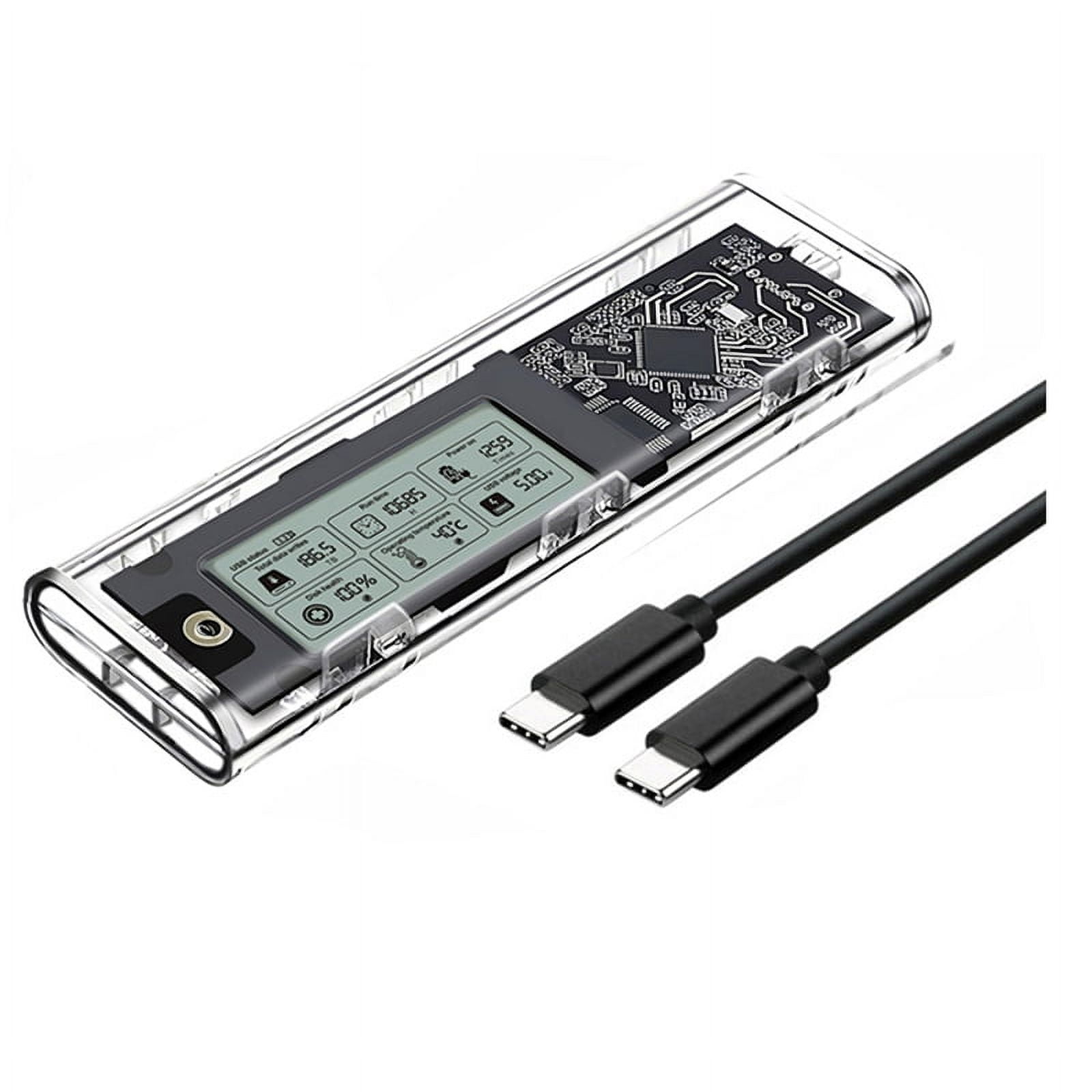 M.2 NVME/NGFF Dual Protocol SSD Enclosure Transparent Hard Drive Case USB3.2 with Intelligent Display SSD Adapter