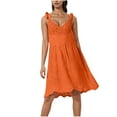 thumbnail image 2 of JMKQLZ Robe Mode Femme Couleur Unie Col en V Sans Manches Dentelle Bretelles Creuses Broderie Taille, 2 of 7