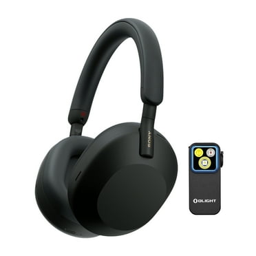 Sony WH-1000XM5 Wireless Noise Canceling Over-Ear Headphones (Black) Bundle with Rechargeable Clip-On Light (2 Items)