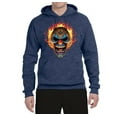 thumbnail image 2 of Flaming Laughing Fierce Clown | Mens Cars and Trucks Hooded Sweatshirt Graphic Hoodie, Vintage Heather Navy, Small, 2 of 3