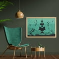 thumbnail image 2 of Fishing Wall Art with Frame, Big Fish Eats Little Small in Bubbles Underwater Ocean Symbolic Food Theme, Printed Fabric Poster for Bathroom Living Room, 35" x 23", Teal Grey, by Ambesonne, 2 of 2