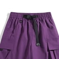 thumbnail image 2 of Fengqque Men's Cargo Shorts Elastic Waistband Drawstring Summer Relaxed Fit Work Shorts with Multiple Pockets Purple XS(XS), 2 of 6