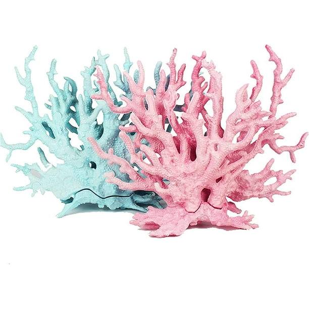 2 piezas de resina de coral de acuario, imitación artificial de coral, césped o planta acuática, decoración de plástico artificial para acuario, decoración de coral, adornos de banco de peces kaili Sencillez
