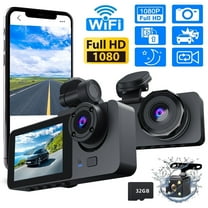 JahyElec Car Dash Cam 3 Channel 1080P Dash Camera Front and Rear Dashcam with WiFi & 32GB Card Night Vision 24H Parking Mode Loop Recording