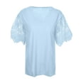 thumbnail image 3 of LilyLLL Plus Size Womens Short Sleeve V Neck Lace Plain Blouse T Shirt Tops, 3 of 4