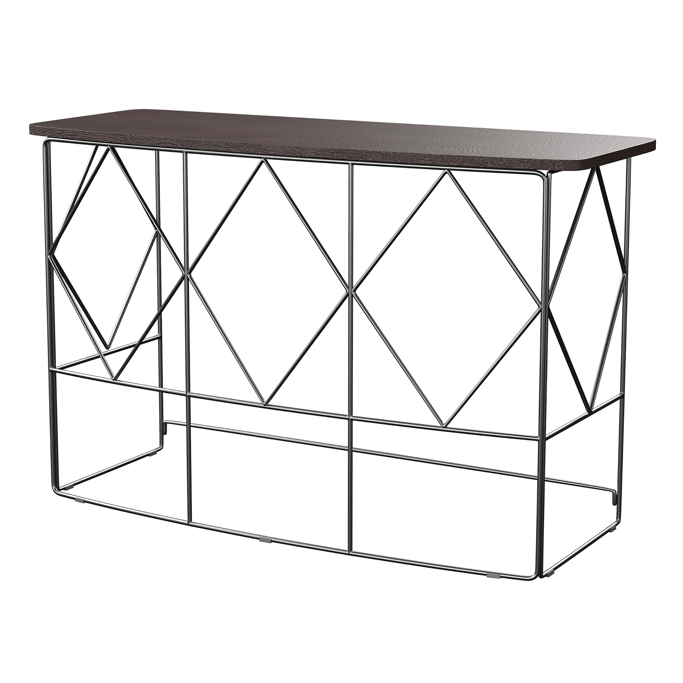 Furniture of America Herlan Console Table with Metal Frame, Walnut