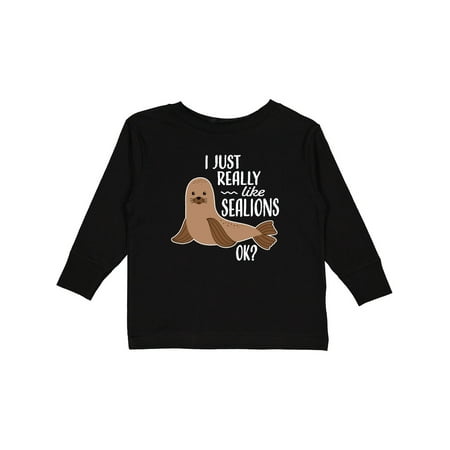 

Inktastic I Just Really Like Sea Lions Ok Gift Toddler Boy or Toddler Girl Long Sleeve T-Shirt