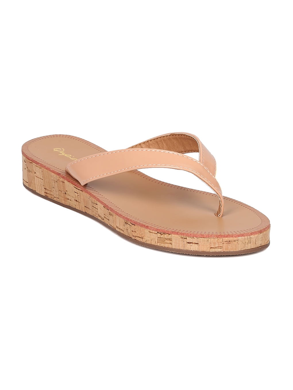 cork wedge thong sandals