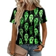 thumbnail image 2 of IYYVV Funny Graphic tees for women Pumpkin Ghost Halloween Costumes Crewneck Shirts Short Sleeve T-Shirts Black 3XL, 2 of 6