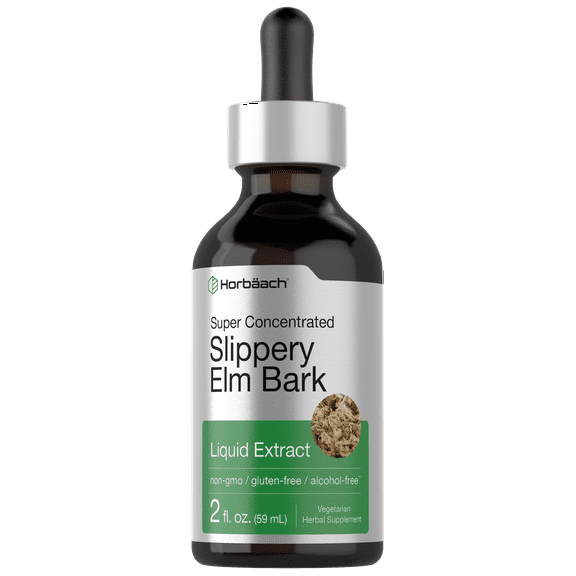 Slippery Elm Liquid Drops | 2 Fl Oz | Vegetarian Supplement for Men and Women | by Horbaach
