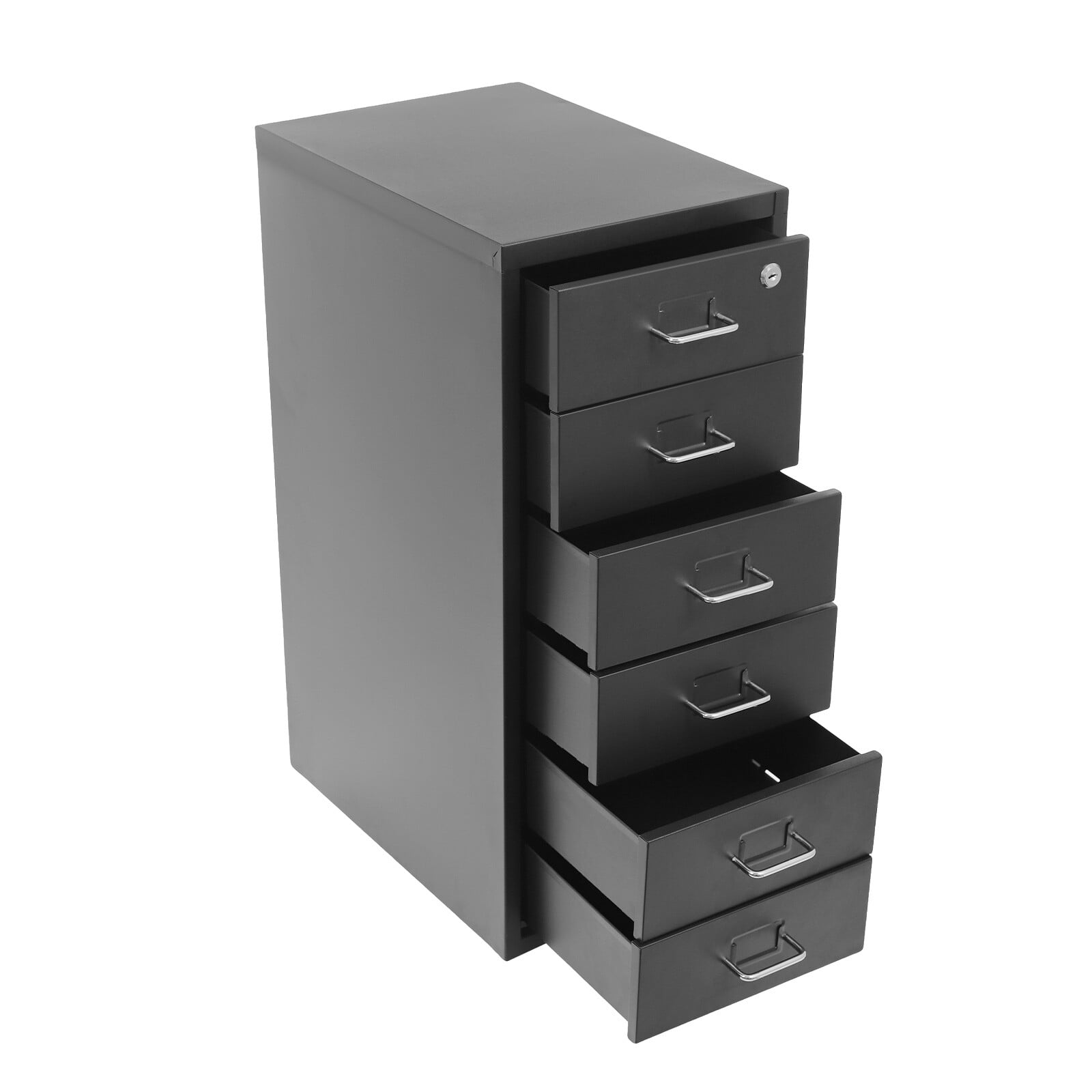 6 Drawers File Cabinet with Lock Rolling Mobile Filing Cabinet with Wheels Under Desk Vertical Filing Cabinet for Office/Home Metal Mobile Storage File Organizer for Home Office, 11*16*27in