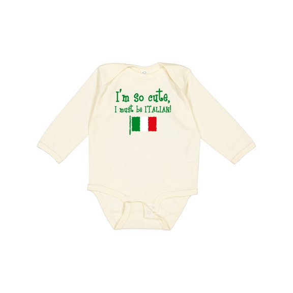 Inktastic So Cute Italian Boys or Girls Long Sleeve Baby Bodysuit