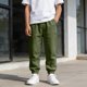thumbnail image 4 of Ceisia Boys Elastic Waist Casual Athletic Pants Cotton-Linen Like Stretchy Breathable Cuffed Ankles Sweatpants for 5-15 Years Army Green for 7-8 Years Gifts, 4 of 8