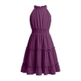 thumbnail image 2 of Lutiedan Girls Halter Neck Dress Sleeveless Ruffle Hem A-line Dress Knee Length Summer Elegant Swing Pleated Dress 5-14 Years, 2 of 7