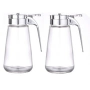 Set of 2 Honey/Cream/Sugar/Syrup Glass Dispensers with Retracting Spout Restaurant Pancake House Style with 10 oz.Capacity (2 pack)