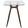 thumbnail image 2 of Clara Mid-Century Modern Square Counter Table with Walnut Metal Legs and Clear Glass Top by LumiSource, 2 of 5
