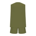 thumbnail image 6 of DDAPJ pyju Women's Summer 2 Piece Outfits Cotton Linen Sleeveless Crop Tank Top and Shorts Matching Lounge Set with Pockets Ofertas de la semana Green L, 6 of 8