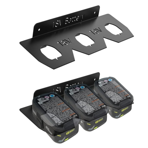 Ryobi 18V Battery Wall Mount Rack - Durable 3-Slot Organizer