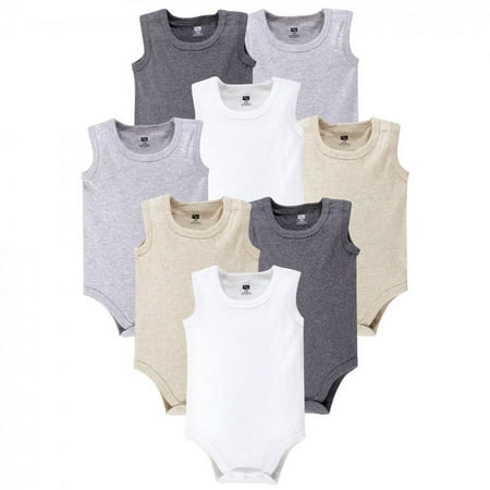 UPC: 0660168530711 | Hudson Baby Cotton Sleeveless Bodysuits 8pk  Heather Gray  0-3 Months