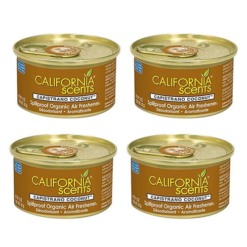 California Scents Car Air Freshener Home Office Scent Capistrano Coconut Spillproof Can 4 Pack