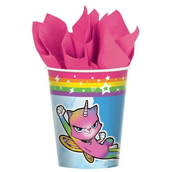 Rainbow Butterfly Unicorn Kitty 9oz Paper Cups (8ct)