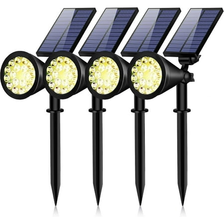 

800 Lumens Solar Spot Lights Outdoor 18 LEDs & IPX65 Waterproof 2 Modes Solar Flood Lights Outdoor Super Bright Solar Spotlight for Pathway Yard Pool Tree Pack of 4 (Cool White)