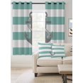 thumbnail image 2 of Fsddascl Turquoise Stripe Nautical Blackout Curtains for Bedroom/Living Room, Thermal Insulated Kitchen Curtains, Grey Anchor Summer Coastal Grommet Darkening Window Treatment Drapes 52"x54"x2, 2 of 8