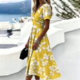 thumbnail image 6 of Womens Summer DressesShort Sleeve Wrap V-Neck Hight Waist Sundress A-Line Beach Vacation Dresses 2026, 6 of 7