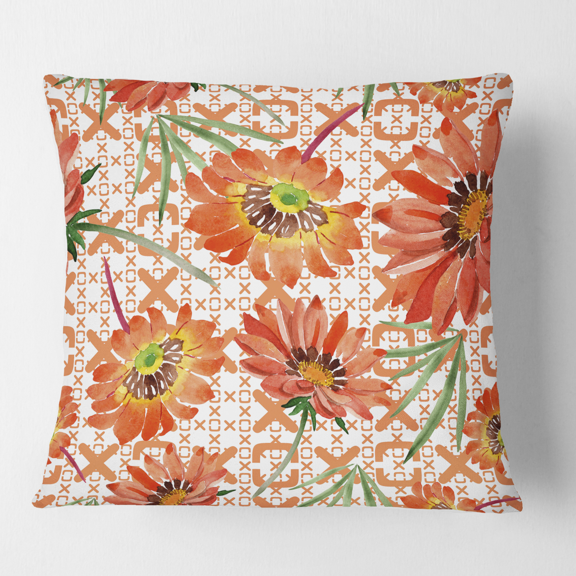Designart Floral Botanical Retro I' Mid-Century Modern Throw Pillow - 18x18