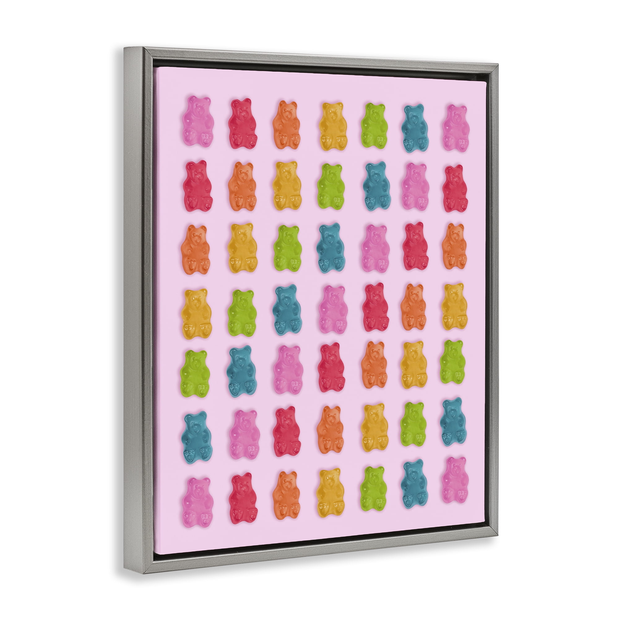 Stupell Industries Soft Rainbow Bears on Pink Gray Framed Floater Canvas Wall Art, design by LISH Creative