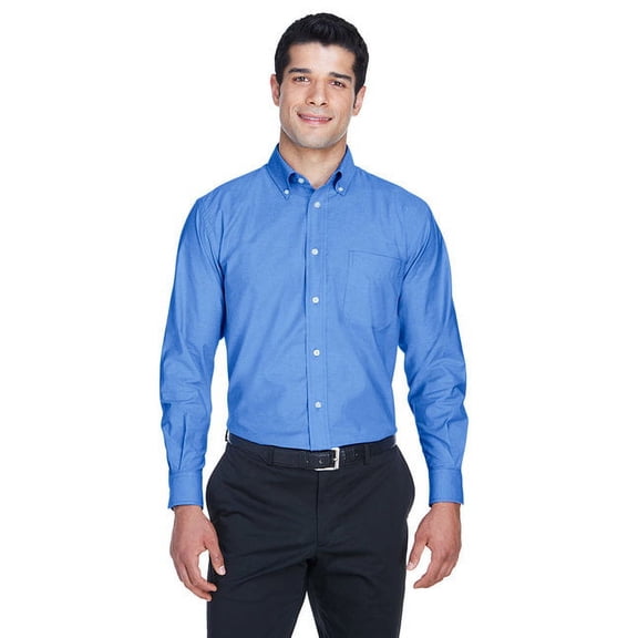 Harriton Long-Sleeve Oxford with Stain-Release (M600) French Blue, 6XL
