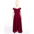 thumbnail image 3 of Eandarui Kids Girls Off Shoulder Junior Bridesmaid Dresses Chiffon A-Line Wedding Party Dress Formal Burgundy 8, 3 of 6