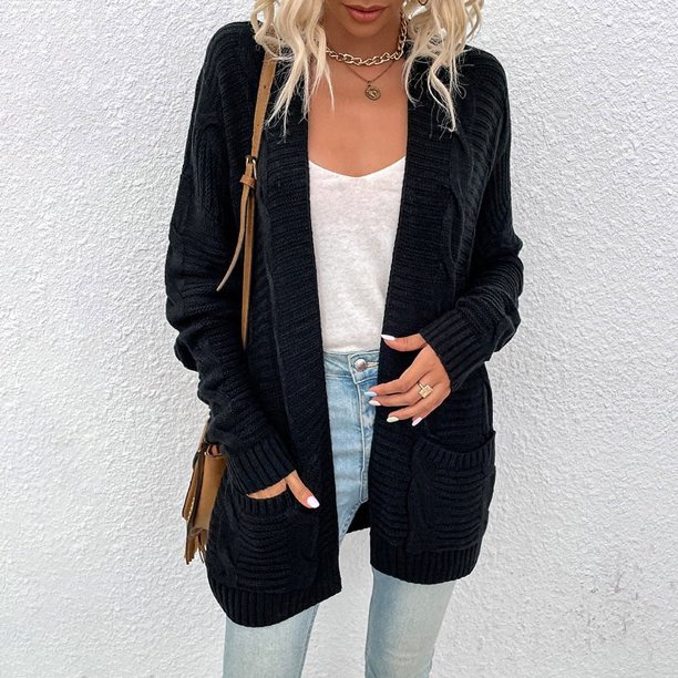 Ropa de mujer Suéter tipo cárdigan con giro de otoño e invierno Cárdigan largo con giro de cuerda para mujer