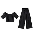 thumbnail image 4 of Conjunto moderno para el día: top con cuello cuadrado y mangas abullonadas y pantalones de pierna ancha - Poliéster - Ropa informal/de vacaciones, 4 of 8
