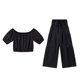 thumbnail image 4 of Conjunto moderno para el día: top con cuello cuadrado y mangas abullonadas y pantalones de pierna ancha - Poliéster - Ropa informal/de vacaciones, 4 of 8