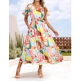 thumbnail image 2 of Vestido largo ZESICA 2025 con estampado floral casual de verano para mujer, 2 of 7
