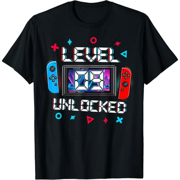 Level 9 Unlocked Gamer 9th Birthday Gift Video Game Boys T-Shirt