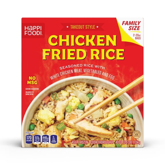 Happi Foodi Chicken Fried Rice - Frozen Family Size Rice Meal - 40 oz