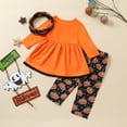 thumbnail image 4 of ITFABS Girl Halloween Clothes Set, Solid Color Tops+Pumpkin Print Pants+Scarf, 4 of 9