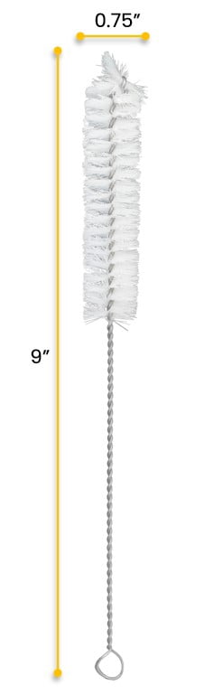 12PK Bristle Cleaning Brushes with Fan-Shaped Ends, 9" - Twisted Stainless Steel Wire Handle - Ideal for 0.6" - 0.8" Diameter Tubes, Bottles, Flasks, Cylinders, Jars, Vases, Cups - Eisco Labs