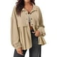 thumbnail image 1 of Chaquetas y abrigos casuales de manga larga sin capucha para mujer, moda informal, sueltos, con cuello empalmado y botones, chaquetas casuales de manga larga sin capucha, top de poliéster para mujer, 1 of 9
