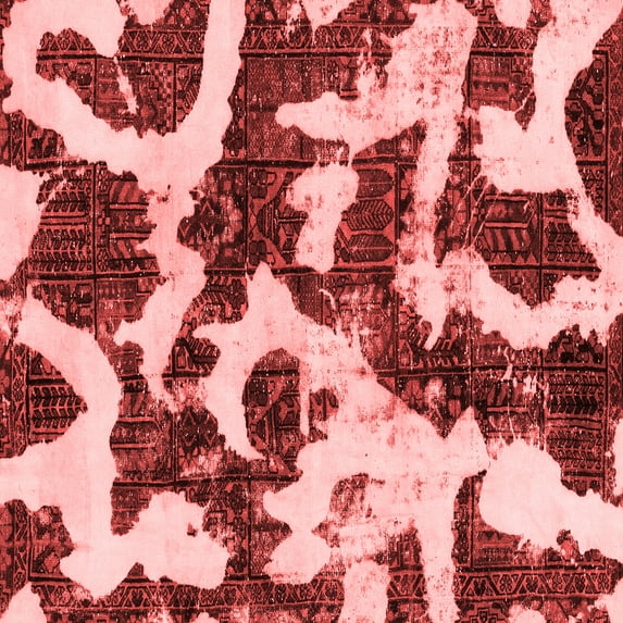 Ahgly Company Machine Washable Indoor Square Abstract Red Modern Area Rugs, 3' Square