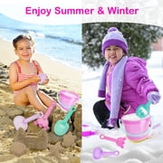LotFancy Beach Sand Toys Set for Kids Toddlers Girls,Sand Buckets and Shovels, Baby Sandbox Toys