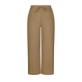 thumbnail image 6 of LNWUY Linen Pants for Women Summer Lounge Pants High Waisted Straight Leg Trouser with Pockets Beach Vacation Clothes Yellow XXL, 6 of 7